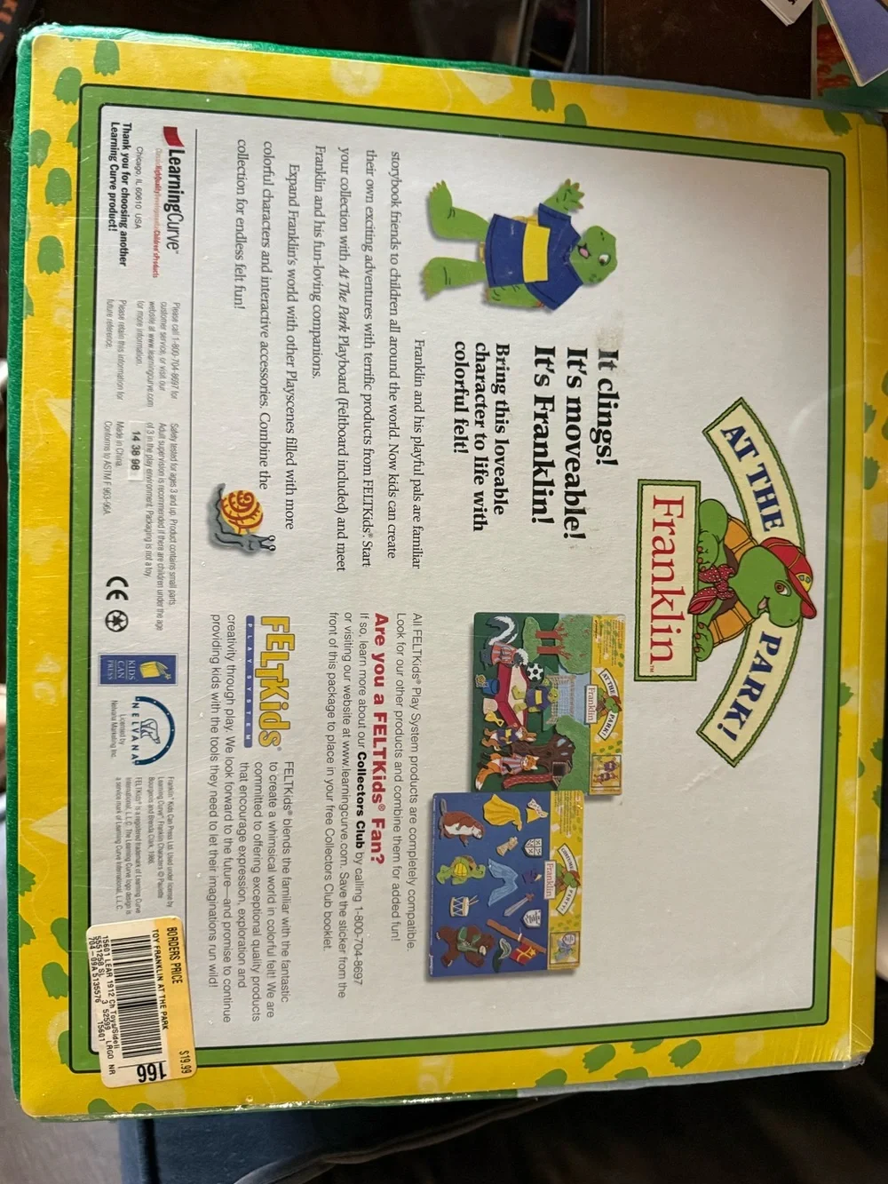 VINTAGE Franklin The Turtle At The Park FELTKids Play System NEW SEALED 1999